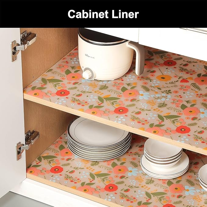 Cooyes Shelf Liner – Premium Non-Adhesive Cabinet & Drawer Liner for Kitchen – Waterproof Shelf Paper with Modern Pattern – Durable EVA Cabinet Mat – Easy to Cut （12" W x 240" L）