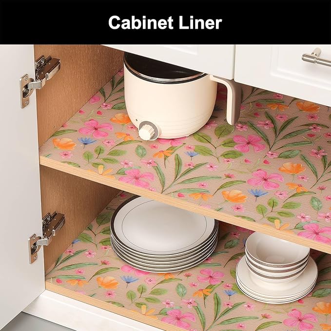Cooyes Shelf Liner – Premium Non-Adhesive Cabinet & Drawer Liner for Kitchen – Waterproof Shelf Paper with Modern Pattern – Durable EVA Cabinet Mat – Easy to Cut （12" W x 120" L）
