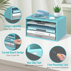 SHARKWOODS Wood Desk Organizer, 3 Tier Paper Tray Organizer for Desk with Adjustable Storage Shelves, Desktop File Organization Paper Sorter Mail Holder for Office Home Classroom, Blue