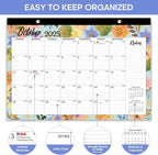 Desk Calendar 2026, 21 Months Calendar Runs from October 2025 to June 2027 - Large 17" x 12" Desktop/Wall Monthly Planner for Home School, or Office - Botanic Whimsy