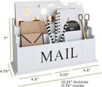 BLU MONACO | White Wooden Mail Organizer for Countertop | Standing File Organizer for Desk with 3 Tier Storage | Mail Sorter Organizer Countertop Rustic Office Kitchen