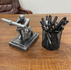 Ofiedx Executive Knight Pen Holder with a Pen Personalized Desk Accessories Decor Home Office Cool Pen Stand Iron