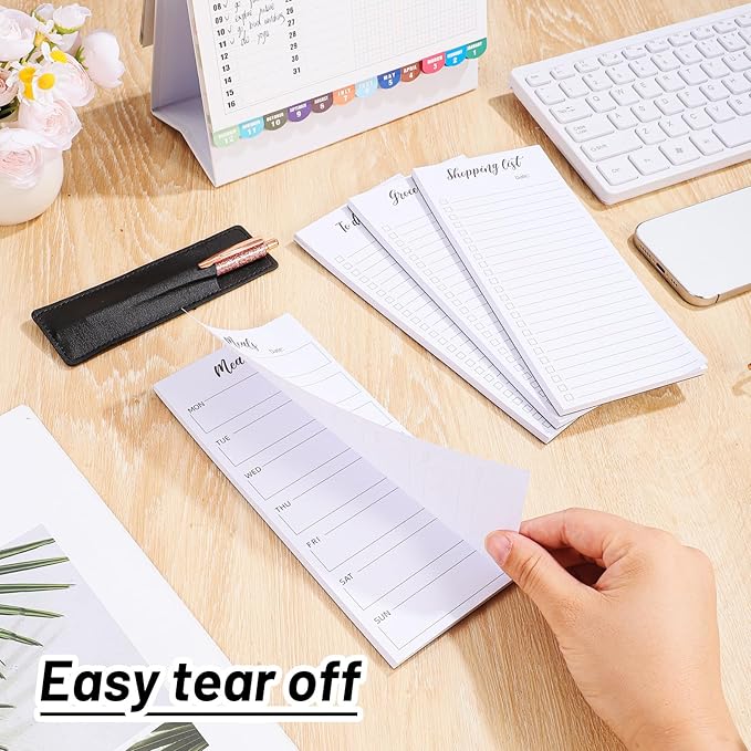 Thboxes 4 Pack Magnetic Note Pad for Fridge with Pen Holder, Totally 200 Sheets Magnetic To Do List, Grocery List, Shopping List, Meals Pads for Refrigerator