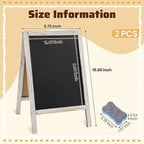 Henoyso 2 Pcs 16" x 10" Small Chalkboard Easel Tabletop Chalkboard Signs Menu Wooden A Frame Sandwich Board for Table, Double Sided with 2 Erasers for Bar Parties Display Home Decor(White)