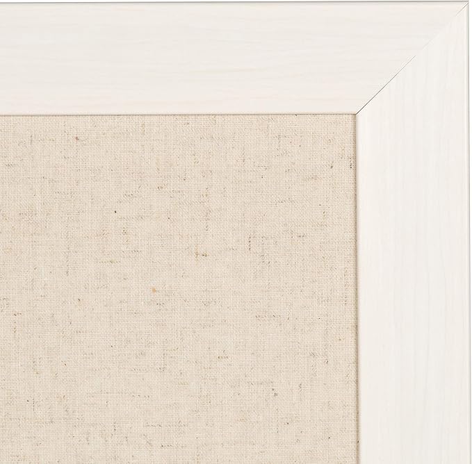 DesignOvation Beatrice Framed Linen Fabric Pinboard, 18x27, White