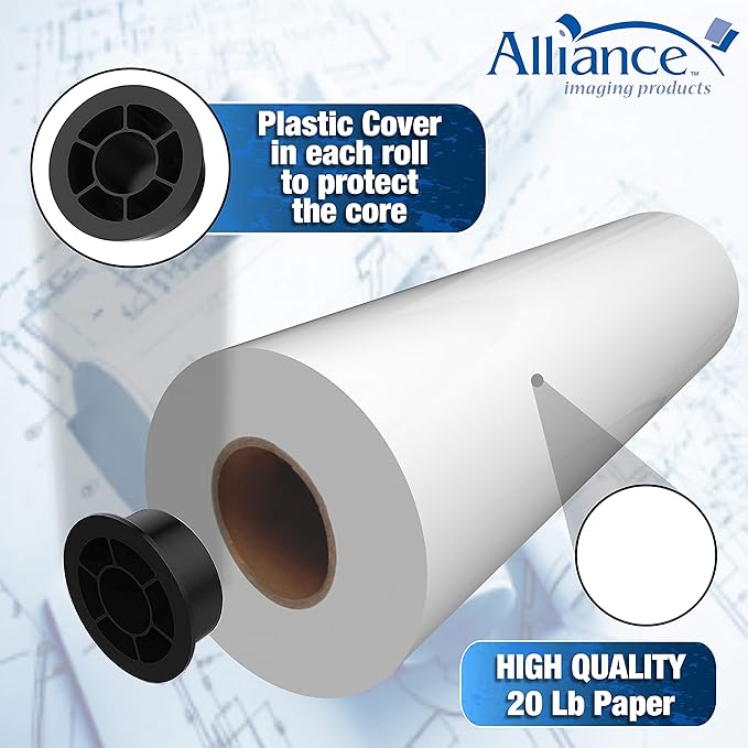 Alliance Wide Format Paper Rolls Bond Engineering (20lb | 45 Rolls, 22 In x 500 Ft | 3" Core)