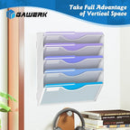 Gawerk 5 Tier Hanging Wall File Organizer, Mesh Mail Paper Orgnization Hanging File Folder Holder for Home Office, White