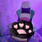 Ditucu Cat Paw Cushion Kawaii Chair Cushions 31.4 x 27.5 inch Cute Stuff Heart-Shaped Seat Pad Comfy Lazy Sofa Office Floor Pillow for Gaming Chairs Room Decor Black