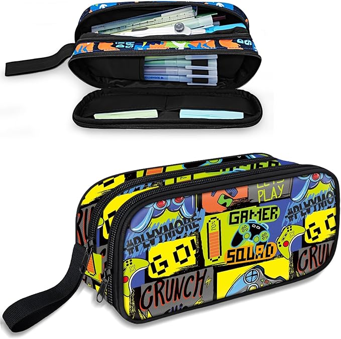 Fitvc Large Pencil Case for Boys,Gamer Boys Pencil Pouch for Kids Teens School,Large Capacity Pen Box Marker Organizer for School