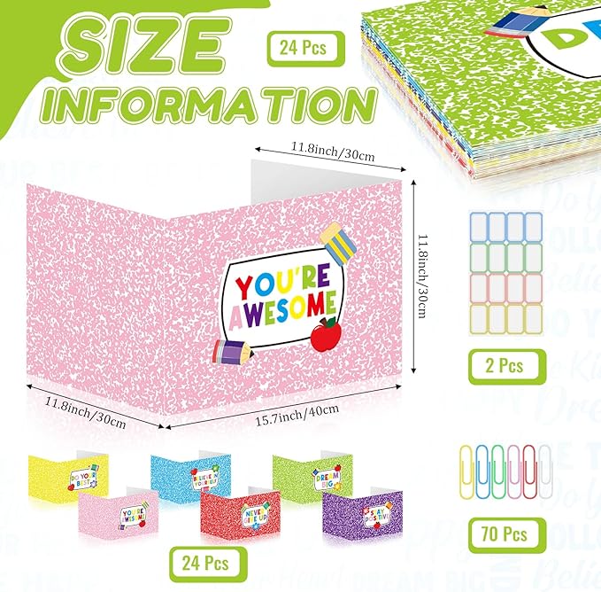 Cinrobiye 24 Pcs Inspirational Privacy Folders Standard for Students Cardboard Shields Test Privacy Boards Motivational Words Desk Dividers Shield for Classroom School Study Supplies (Colorful)