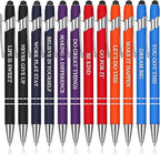 Zonon 12 Pcs Inspirational Pens Bulk Funny Ballpoint Pen with Stylus Tip Motivational Gifts for Valentine's Day Teacher Coworkers Nurse School Office Supplies(Rainbow Colors,Classic Style)