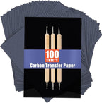 psler 100 Sheets Carbon Paper Sheets, Carbon Transfer Paper with 3PCS Embossing Stylus for DIY Woodworking, Paper, Canvas and Other Art Craft Surfaces(7.3 by 10 Inch)