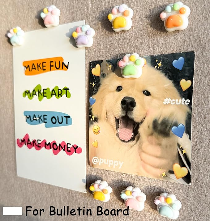 30 Pcs Cute Push Pins,Decorative Thumb Tacks,Animal Push Pins for Photo Wall Maps,Memo Note,Bulletin Board or Cork Boards,Multi-Functional Pushpin Tool Office Accessories(Cat paw-3)