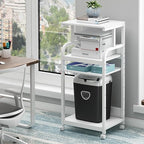 Fannova 4 Tier White Printer Stand Table with Adjustable Shelves, Movable Printer Shredder Stand with Wheels for Home Office Storage and Organization, Rolling Cart for Computer Tower CPU