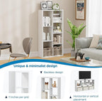 Jpiziso 7 Cube Storage Organizer, Cube Shelf with Heavy-Duty Thick Boards, 25.12" L x 9.37" W x 48.74" H, Smooth Easy-Clean Panels, Simple Assembly, for Living Room Bedroom Office, White