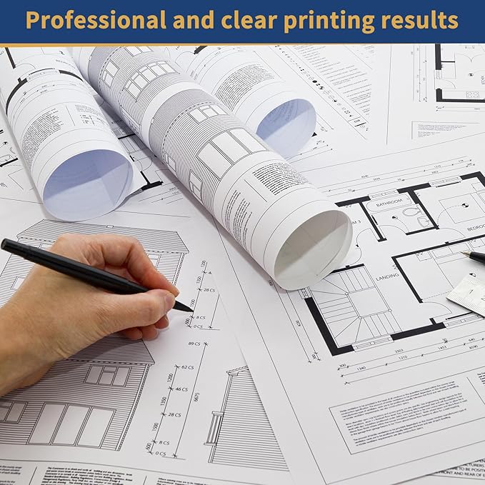 SJPACK Wide Format Paper Roll,36" x 150 ft Plotter Paper with 2 Inch Core for CAD and Inkjet Printing Premium Bond Papers for Engineering Architectural and Maps（4 roll）