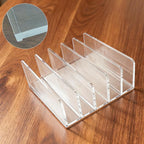 itechpanda Acrylic Mail Holder Clear File Sorter Desk Organizer Clean Desktop Vertical Desk Letter Sorter with 5 Compartments for Office Home Envelope Bill Document Notebook File Paper (Small)