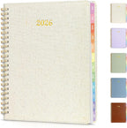 2026 Planner, Annecy Weekly ＆ Monthly Planner 2026, Jan. 2026 – Dec. 2026, 6.4" x 8.5" Monthly Agenda Planner with Tabs, Flexible Linen Cover, Spiral Binding, Double-sided Pocket, Bookmark, Beige