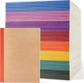 feela 56 Pack Composition Notebooks Bulk, Kraft Cover Lined Blank College Ruled Composition Travel Journals with Jewel Tone Spines For Women Students, 60 Pages, 8.3”x 5.5”, A5, 8 Vintage Colors