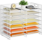 Marbrasse Desktop Literature Organizer, 12 Compartments Mesh Paper Organizer Desk Organizers, Adjustable File Sorter Mail Center Paper Storage Cabinet Classroom Mailbox for Office Home School, White