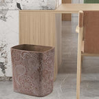 Polytree Boho Flowers Bathroom Trash Can 1.8 Gallon(7 Liter) Small Kitchen Garbage Can,Living Room Bedroom Trash Can, Decor Wastebasket for Home Office,Retro Brown