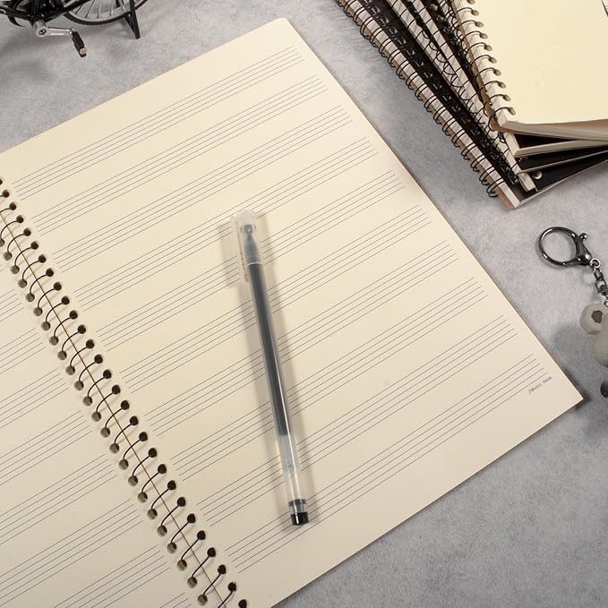MAXCURY Blank Sheet Music Composition Manuscript Staff Paper Art Music Notebook Black 100 Pages 26x19cm (White/Grey Green)