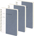 Spiral Notebook-5.75" x 8.125" College Ruled Journal with Inner Pockets and 160 Pages,PU Leather Cover Business Journal, Twin-Wire Binding Notebook Perfect for Office & Home School Supplies 3 pack Reefblue