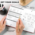 Clever Fox Ultimate Achiever’s Goal Planner - Focus & Productivity 90 Day Journal. Undated Daily Weekly Monthly Planner Organizer & Hourly Schedule Notebook - Hardcover, A5 Size, Ruby Red