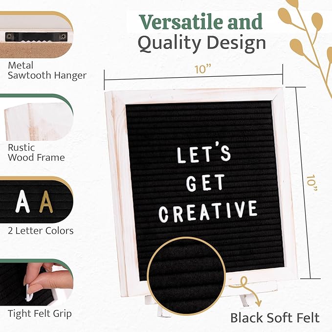Felt Letter Board with Stand,10x10 inch Changeable Letterboard and Message Board,Letter Board Sign Include 792PCS Precut Letters