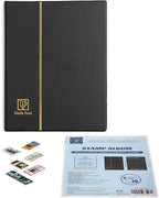 Stamp Albums 120 Pockets - Stockbooks with 40x197mm Sleeves, 10 Double Sided Black Page with Leatherette Padded Black Cover, Collection Storage Folder for Paper Money Postage Stamps AS0106BK