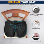 EcoNour Thick Seat Cushions for Tailbone Pain Relief (2 Pack) | Orthopedic Desk Chair Cushion for Office, Gaming Chair & Car Seat | Sciatica & Coccyx & Tail Bone Pain Relief for Long Sitting Elderly