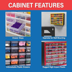 Akro-Mils 24-Drawer Plastic Drawer Storage Cabinet for Garage Organization, Bead Organizer, Building Bricks Storage, Teacher Toolbox, Makeup Organizer, 20" W x 6" D x 16" H, 10124 White