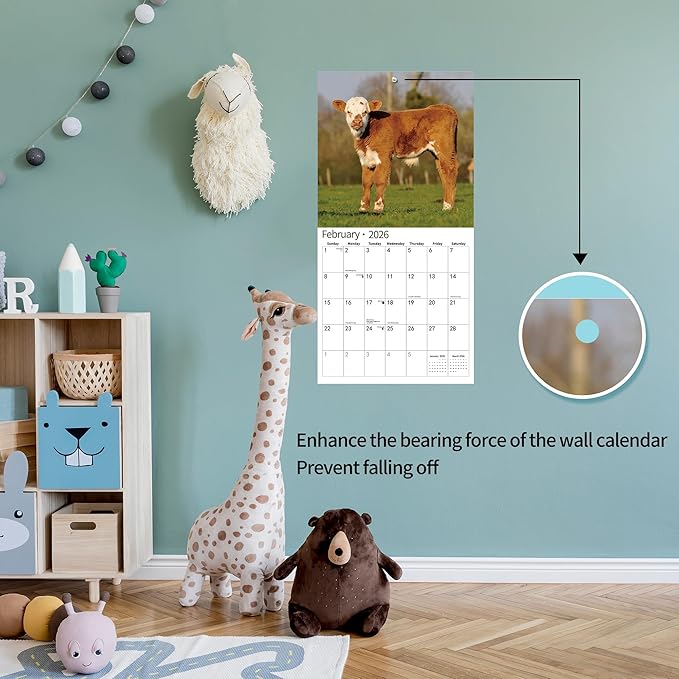 2026 Wall Calendar,Calendar 2026, November 2025 - December 2026, Wall Calendar Baby Moo Moos, 12" x 24" Opened,Full Page Months Thick & Sturdy Paper for Calendar Organizing & Planning