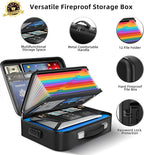 Deelhety Fireproof Document Box - 8-Layer Hard Shell Fire Proof Safe for Home Documents, Water Resistant File Organizer for Desk Money, Safety Box for Passports Certificates Laptop