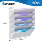 Gawerk 5 Tier Hanging Wall File Organizer, Mesh Mail Paper Orgnization Hanging File Folder Holder for Home Office, White