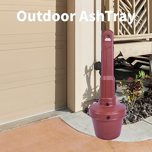 OranclUS Weatherproof Outdoor Standing Disposal Bin with Lid – Durable All-Weather Waste Receptacle for Yard, Porch, Deck, Terrace, Entrance (Coffee, 42in-2Pack)