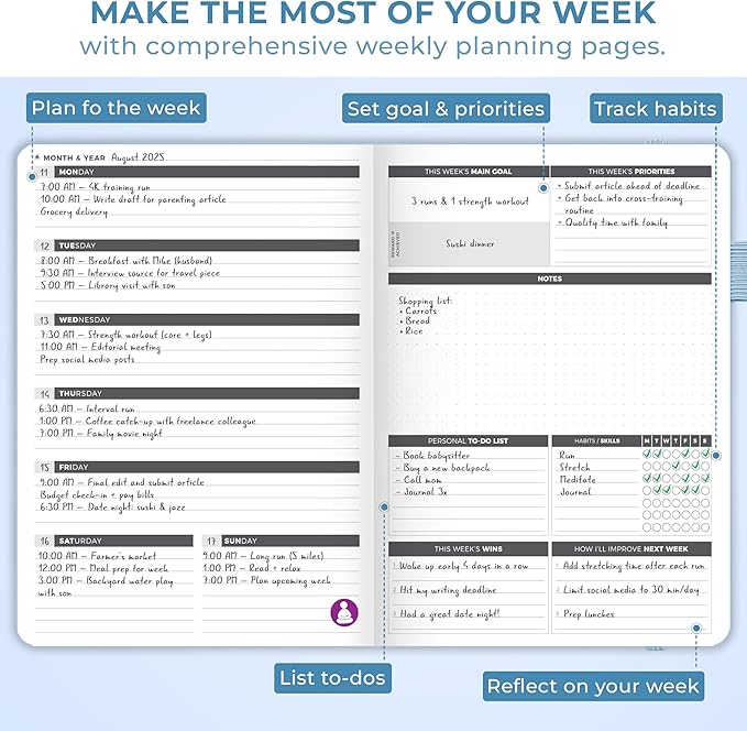 Clever Fox Planner Large – Undated Weekly & Monthly Planner for Productivity, Time Management & Goals – Organizer Journal – 7x10” (Periwinkle)
