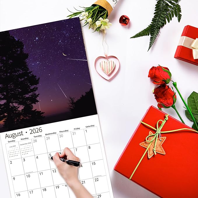 windrio 2026 Wall Calendar, Calendar 2026, July 2025 - December 2026, Wall Calendar Meteor Showe, 12" x 24" Opened,Full Page Months Thick & Sturdy Paper for Calendar Organizing & Planning