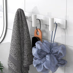 VAEHOLD Hat and Coat Wall Mount Rack - Hooks for Robes, Bags, Keys, and Towels - Bathroom Towel Hanger Organizer (White, “T“ Shape 3 Hooks 2 Pack)