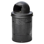 Zedfire 32 Gallon Perforated Waste Bin with Plastic Dome Lid, Steel Outdoor Heavy-Duty Commercial Trash Can, Round Recycle Container, Durable Garbage Can for Parks, Municipalities, Parking, Schools