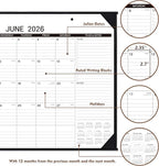 2026 Desk Calendar - Large Desk Calendar 2026, Jan. 2026 - Dec. 2026, 22" x 17", 2026 Calendar, 4 Corner Protectors, 2 Hanging Holes, Holidays, Julian Dates, TO-DO & Notes Section