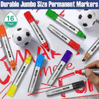Fuutreo 16 Pcs Jumbo Size Permanent Markers Bulk Large Chisel Tip Permanent Markers Thick Waterproof Jumbo Pens Set Huge Poster Supplies(Rainbow)