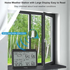 DreamSky Weather Station Indoor Outdoor Thermometer Wireless - Atomic Clock with Indoor/Outdoor Temp, Date & Day, Battery Powered, Home Weather Forecast Clock with Inside Outside Temperature Humidity