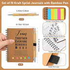 Moinchore 10 Sets Employee Appreciation Gift Inspirational Spiral Notebook with Bamboo Pen Sticky Note Thank You Valentines Day Gift for Coworker Office Staff Team Nurse Teacher (Team Together)