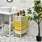 Giantex 6 Storage Drawer Cart Rolling Organizer Cart for Tools Scrapbook Paper Home Office School Multipurpose Mobile Utility Cart (Beige & Yellow)