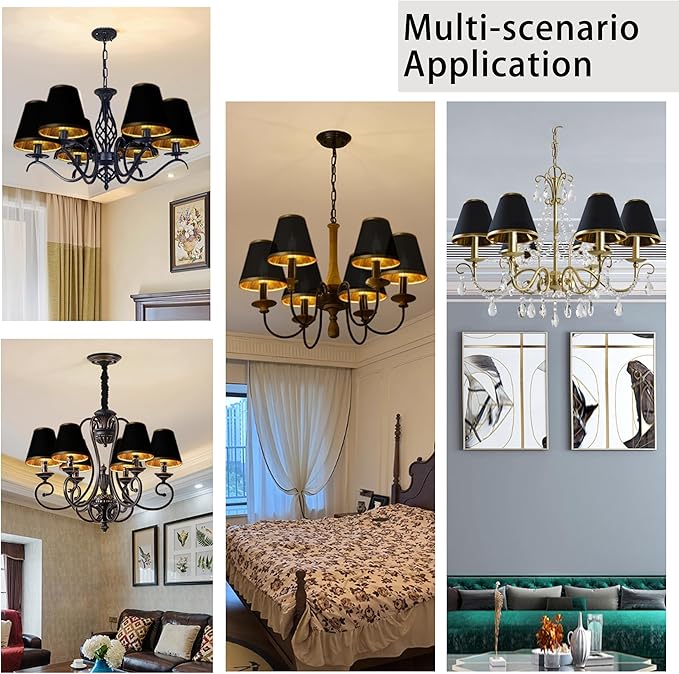 TAaMTYH small lamp shade chandelier shades set of 6，Fabric Lampshade for Wall Lamp，chandelier shades，small table lamps，For Cutting Edge bulbs, Clip-on Fitter Lampshade，3" X 6" X 5"