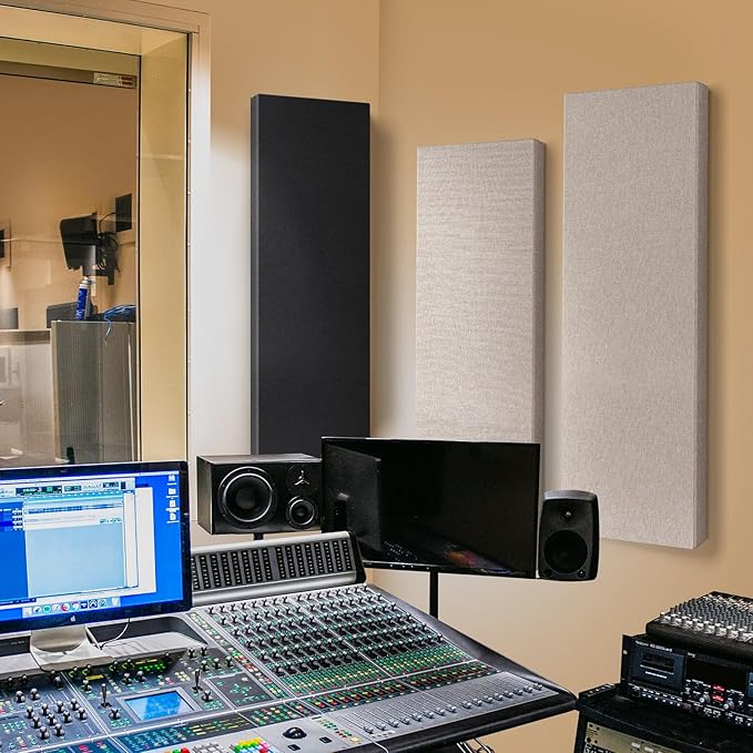 UMIACOUSTICS 2 PCS Fiberglass Acoustic Panels, 48x12x2 Inches Sound Absorbing Panels, Sound Proof Panels for Studios, Office, Home Theater. (Linen)