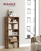 VASAGLE Set of 2 Bookshelves, 23.6 Inches Wide, 5-Tier Open Bookcases with Adjustable Storage Shelves, Floor Standing Units, Rustic Brown ULBC165X01-2