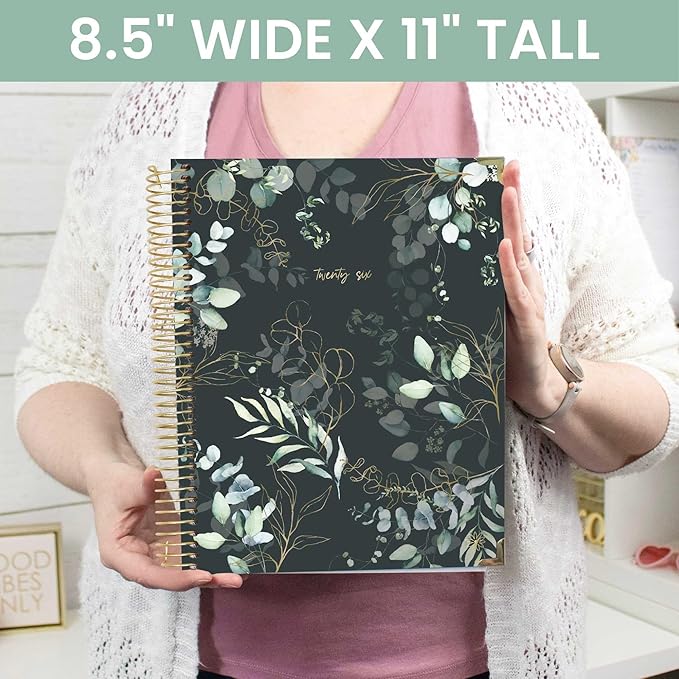 bloom daily planners HARDCOVER 2026 Planner (January to December) - 8.5” x 11” Weekly & Monthly Dated Agenda Organizer Book with Stickers & Tabs - Eucalyptus, Green