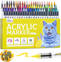 LET'S RESIN PAINT Acrylic Paint Markers Brush Tip 72 Colors,Automatic Ink Control Acrylic Paint Pens,No Bleed & Good Coverage Acrylic Markers for Adult Coloring,Rock Painting,Canvas,Wood,Gifts